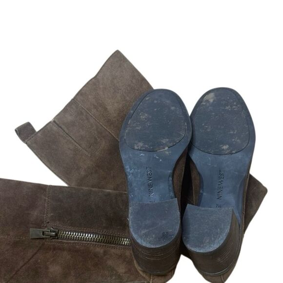 Nine West Knee High Brown Suede Almond Toe Boots size 7 nwolette - Picture 3 of 9